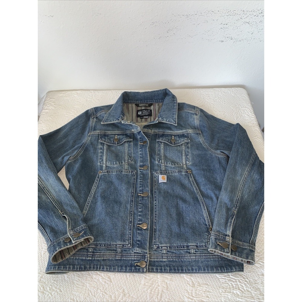 Carhartt Denim Trucker Jacket, XL (16-18) Rugged Flex, DJ2970-W‎